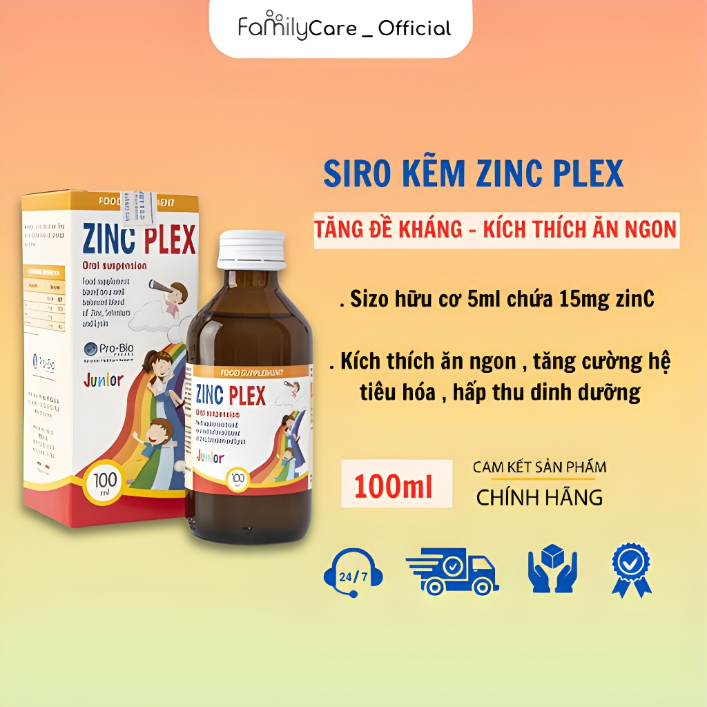 Siro ZinC Plex Hộp 100ml- Bổ sung Kẽm, Lysine, Selen giúp bé tăng sức đề kháng, ăn ngon miệng