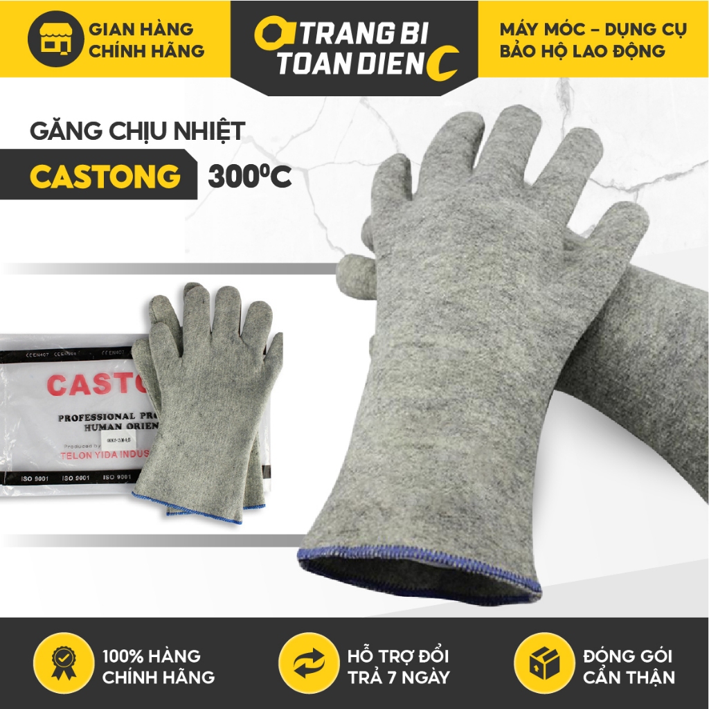 Găng tay chịu nhiệt 300℃ Castong chống nóng, nhiều lớp chống nhiệt, hấp thụ mồ hôi, bền