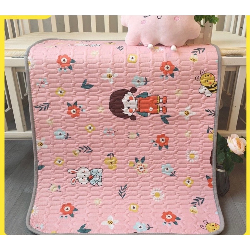 Miếng Lót Chống Thấm Cho Bé Cao Cấp 5 Lớp Chần Bông An Toàn Không Kích Ứng Da