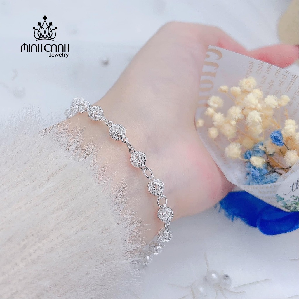 Lắc Tay Bạc Nữ Họa Tiết Quả Cầu - Minh Canh Jewelry
