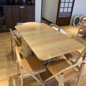 Bàn ăn thông minh gỗ sồi 1m5 + 6 ghế gấp gọn