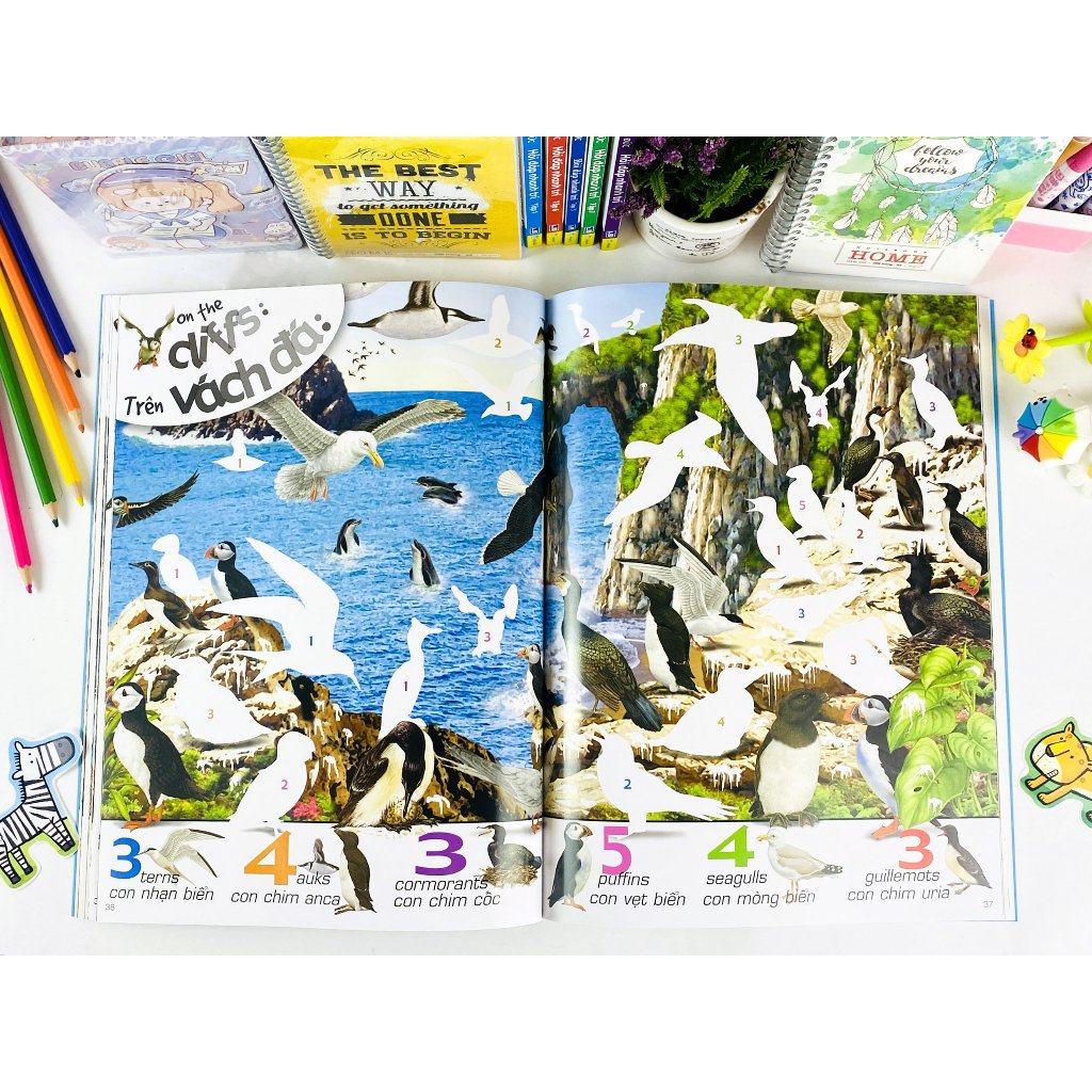 Sách - Bóc Dán Sticker Thông Minh 1000 Động Vật - Tìm Và Dán  - ndbooks