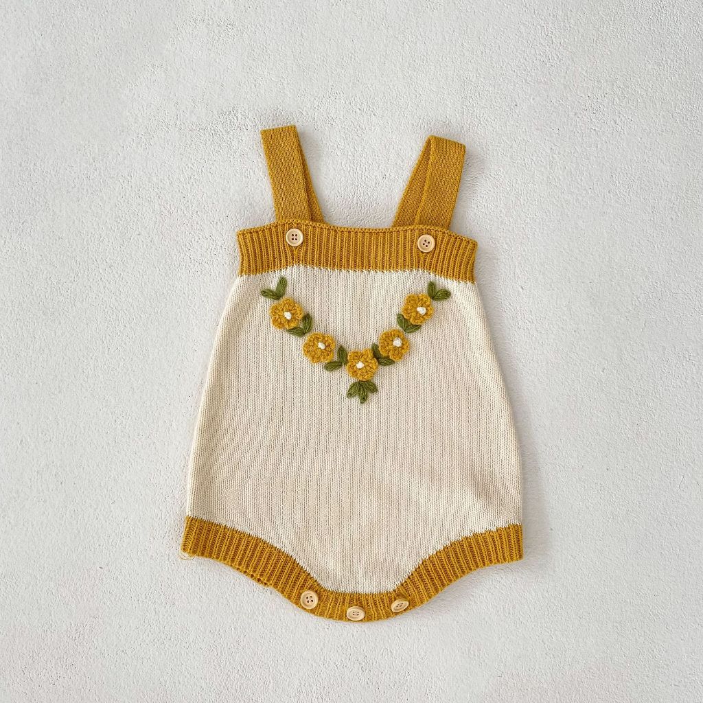 Set len thêu hoa mai mềm mại cho bé