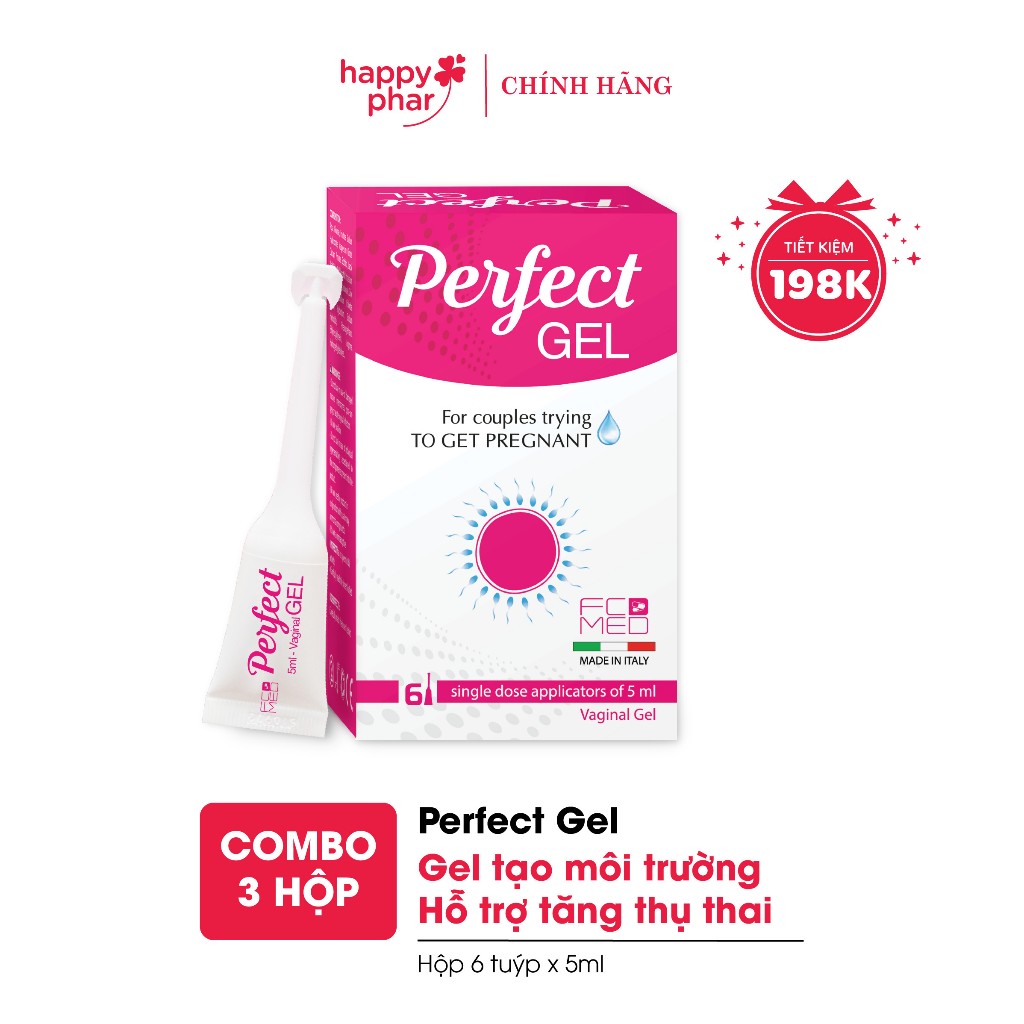 Combo 3 hộp Perfect Gel - Gel bôi trơn tăng thụ thai hộp 6 tuýp 5mL