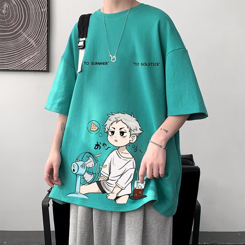 Áo thun 100% cotton Tay Ngắn In Họa Tiết Hoạt Hình Phong Cách Hip Hop Hàn Quốc Thời Trang Cho Nam Và Nữ