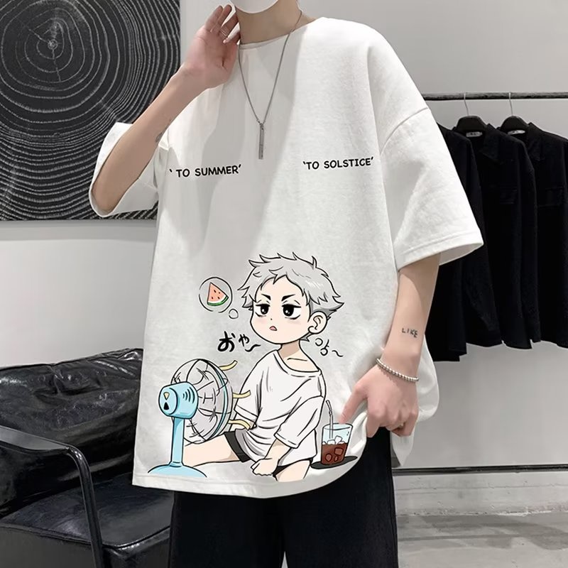 Áo thun 100% cotton Tay Ngắn In Họa Tiết Hoạt Hình Phong Cách Hip Hop Hàn Quốc Thời Trang Cho Nam Và Nữ