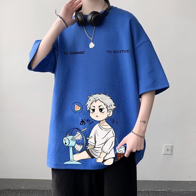 Áo thun 100% cotton Tay Ngắn In Họa Tiết Hoạt Hình Phong Cách Hip Hop Hàn Quốc Thời Trang Cho Nam Và Nữ