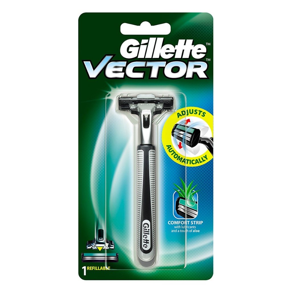 Dao Cạo Râu Gillette Vector Hai Lưỡi Kép (1 Cán + 1 Lưỡi)