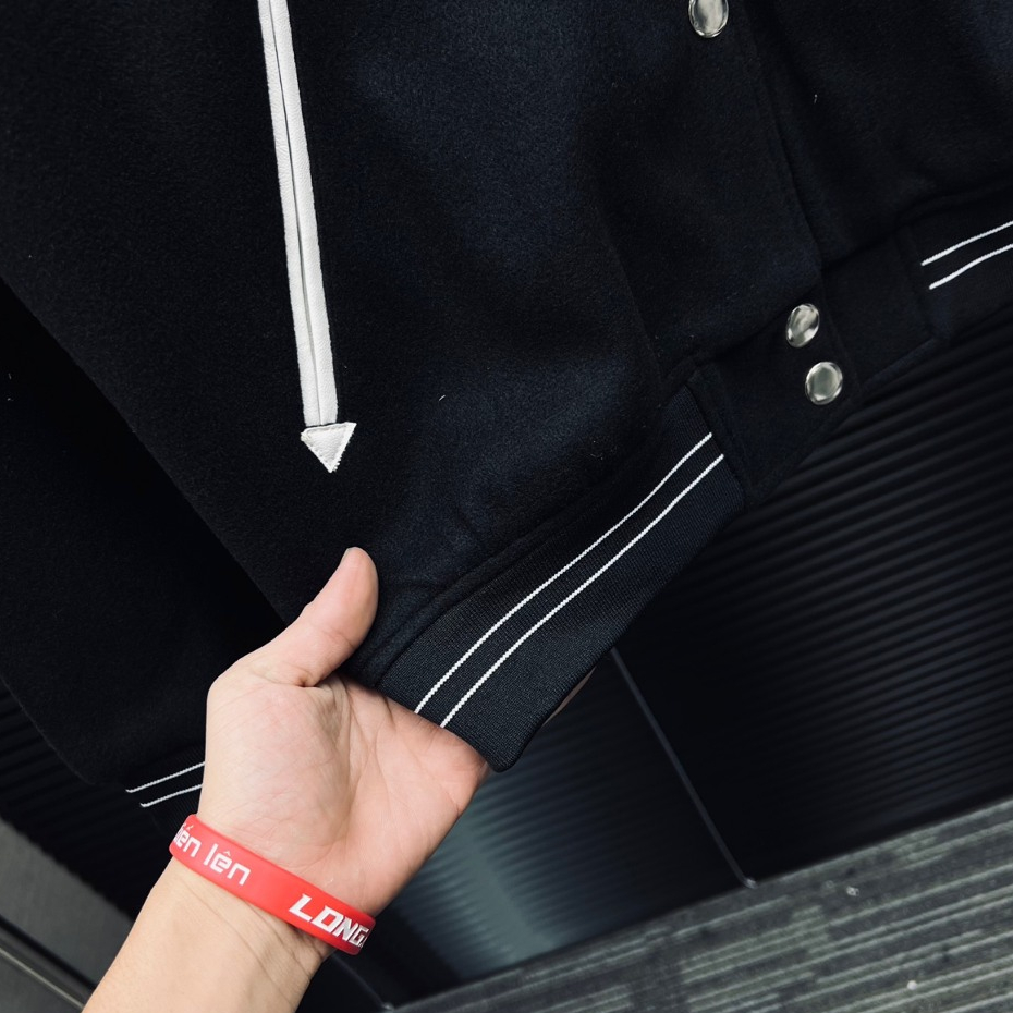 Áo Khoác Bomber Jacket Chất Vải Dạ Phối Da Cao Cấp, Thời Trang Unisex, Phong Cách Trẻ Trung, Sang Trọng