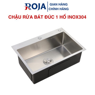 Chậu rửa chén bát đúc 1 hố inox304 korea bồn rửa chén cân lệch 1 hộc dày 3.5mm cao cấp roja
