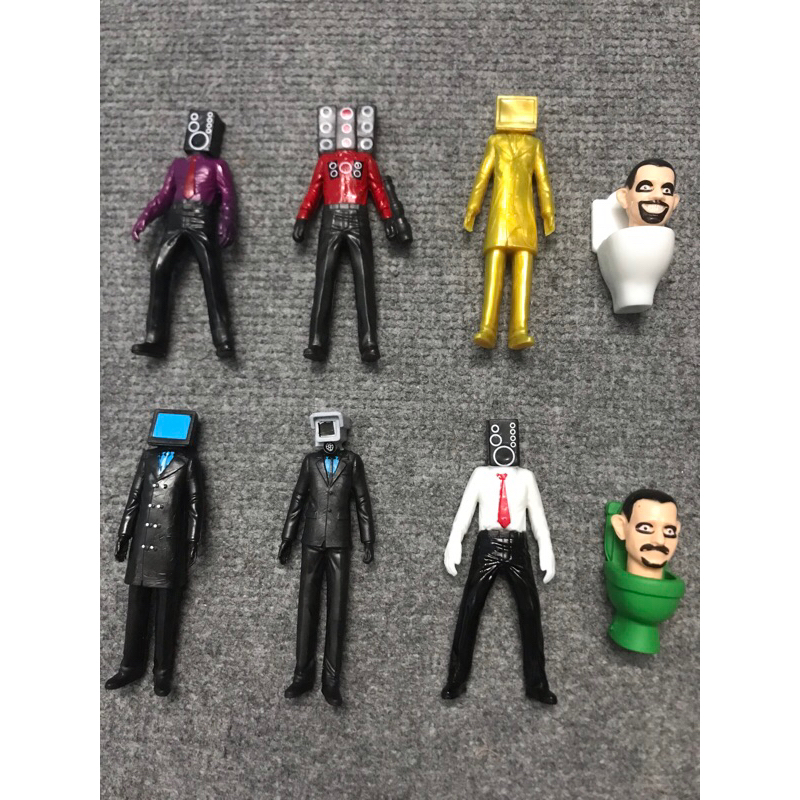 Bộ 8 mô hình nhân vật Quỷ Nhà Vệ Sinh Skibidi Toilet, TV Man, Speaker Man, Camera Man thế hệ 1