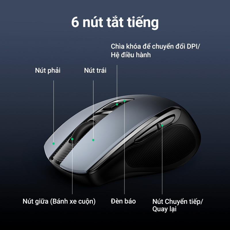 Chuột Không Dây Ugreen 15063 | Ultra Silent | Wireless 2.4GHz - Hàng Chính Hãng