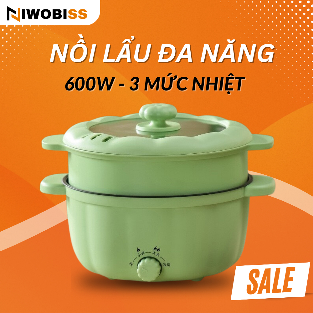 Nồi Lẩu Điện Đa Năng Bí Ngô 2 Tầng Có Tay Cầm Size 28Cm, Nồi Lẩu Gia Đình Dung Tích 4L  tiện lợi , công dụng đa dạng