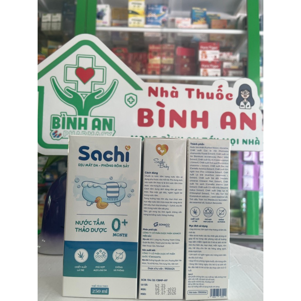 Nước tắm gội thảo dược Sachi giúp khử mùi, làm sạch nhẹ nhàng, dịu mát da, an toàn cho bé 250ml - NT Bình An