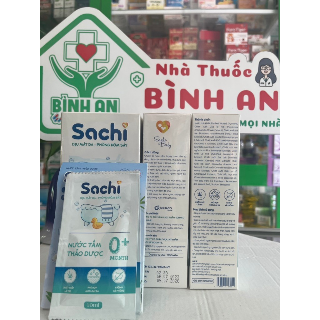 Nước tắm gội thảo dược Sachi giúp khử mùi, làm sạch nhẹ nhàng, dịu mát da, an toàn cho bé 250ml - NT Bình An