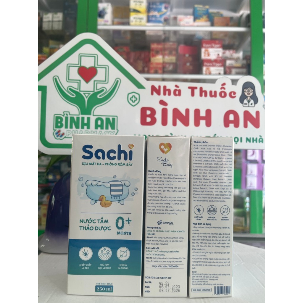 Nước tắm gội thảo dược Sachi giúp khử mùi, làm sạch nhẹ nhàng, dịu mát da, an toàn cho bé 250ml - NT Bình An
