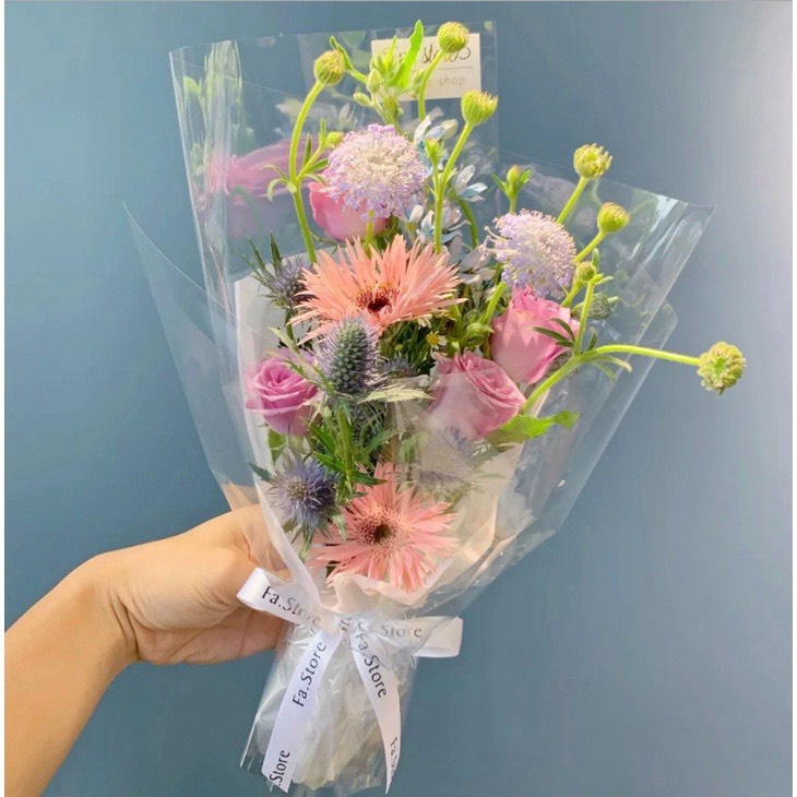 Tập 25 tờ giấy bóng kính gói hoa trong suốt loại dày