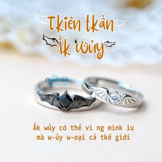 Nhẫn bạc Thiên thần ác quỷ - Nhẫn bạc 925 cặp đôi - Free Setbox quà tặng - Mẩu chuyện tình của tôi