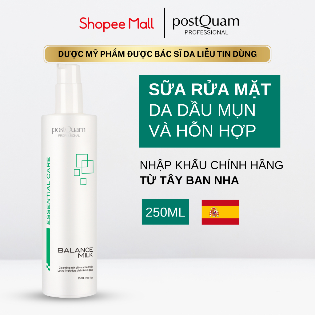Sữa Rửa Mặt Cho Da Dầu, Hỗn Hợp Và Da Mụn POSTQUAM Cleansing Milk Oily Or Mixer Skin 250ml Q01A/Q01B