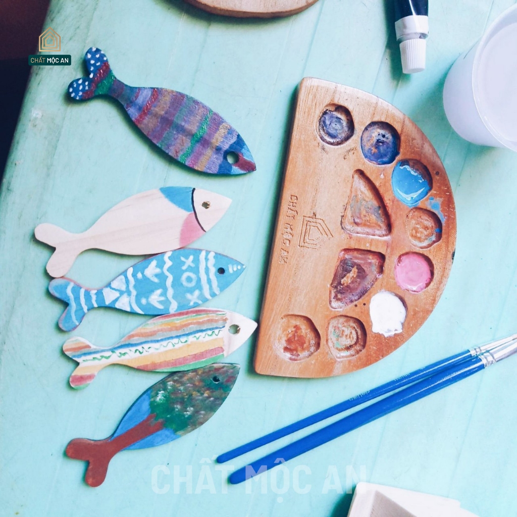 Khay Vẽ Gỗ, Khay Pha Màu Dùng Cho Màu Nước, Màu Acrylic Hàng Thủ Công Bền Đẹp
