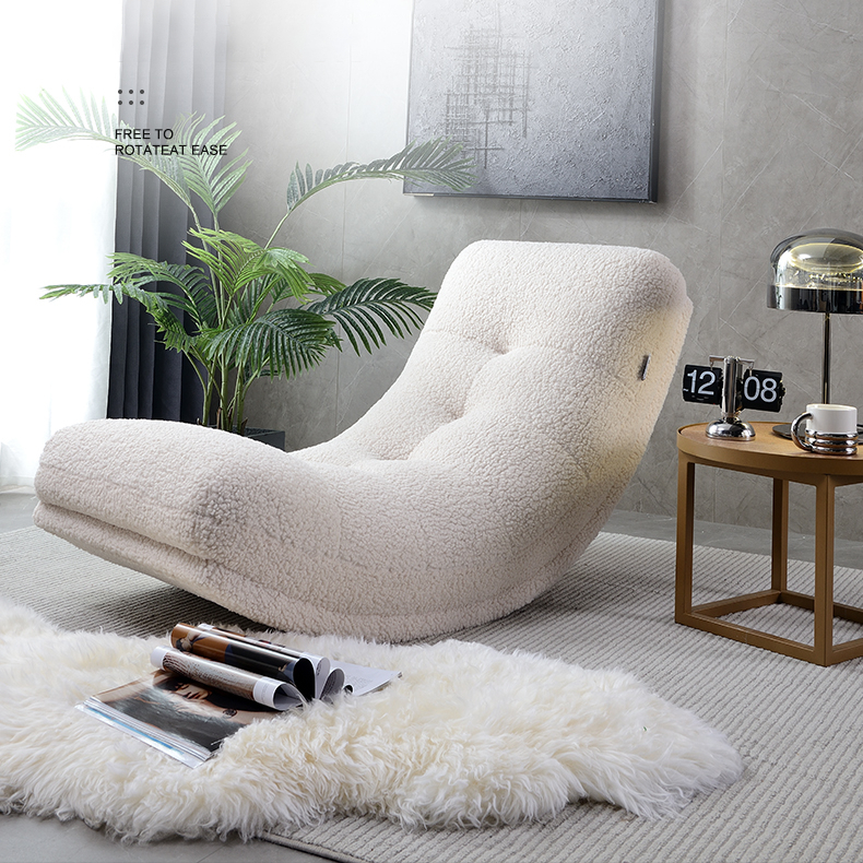 Ghế sofa thư giãn bập bênh, ghế tựa lưng lông cừu đọc sách chữ L - GC38