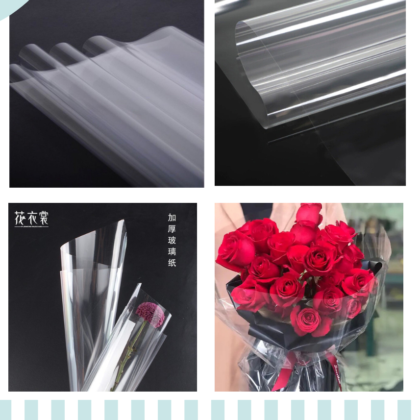 Tập 25 tờ giấy bóng kính gói hoa trong suốt loại dày