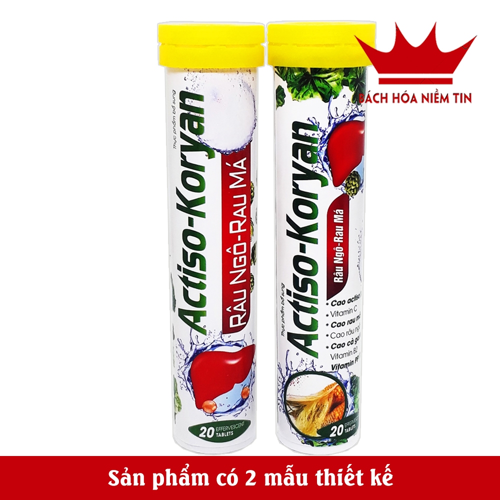 Viên sủi mát gan New - ACTISO Râu Ngô Rau Má - Tuýp 20 viên - Mát gan thanh nhiệt