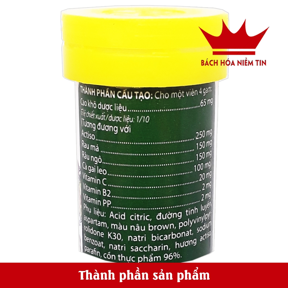 Viên sủi mát gan New - ACTISO Râu Ngô Rau Má - Tuýp 20 viên - Mát gan thanh nhiệt