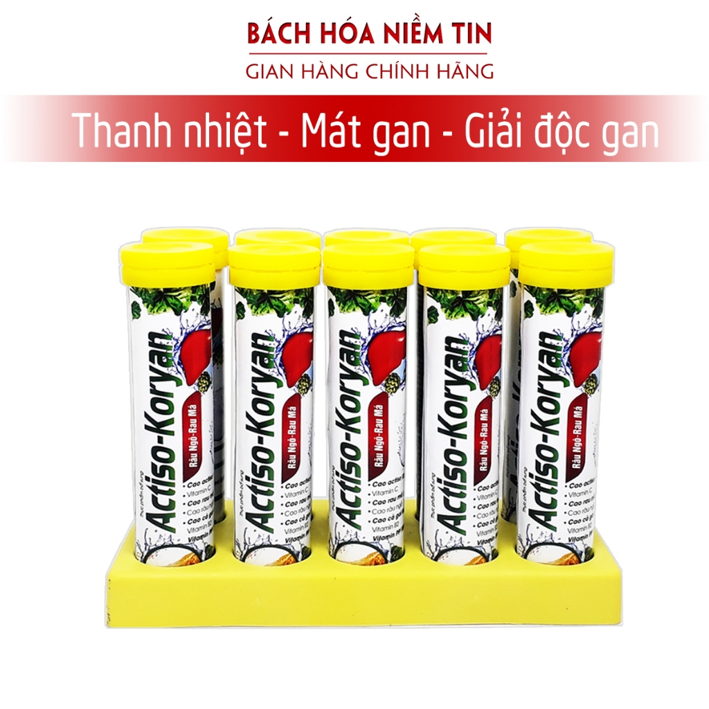 Viên sủi mát gan New - ACTISO Râu Ngô Rau Má - Tuýp 20 viên - Mát gan thanh nhiệt