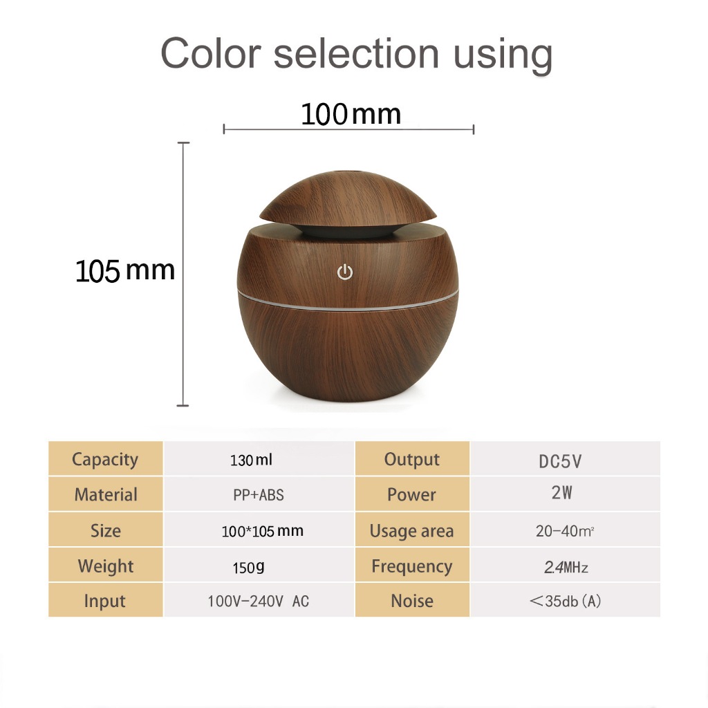 Máy Xông Tinh Dầu Vân Gỗ Mini Máy Phun Sương Làm Ẩm Có Đèn Led Hiện Đại Tinh Tế