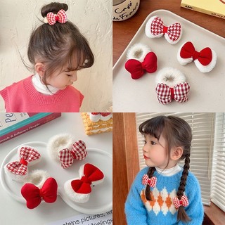 Conbo 2 cái kẹp tóc cột tóc nơ đỏ xinh xắn phong cách Hàn