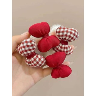 Conbo 2 cái kẹp tóc cột tóc nơ đỏ xinh xắn phong cách Hàn