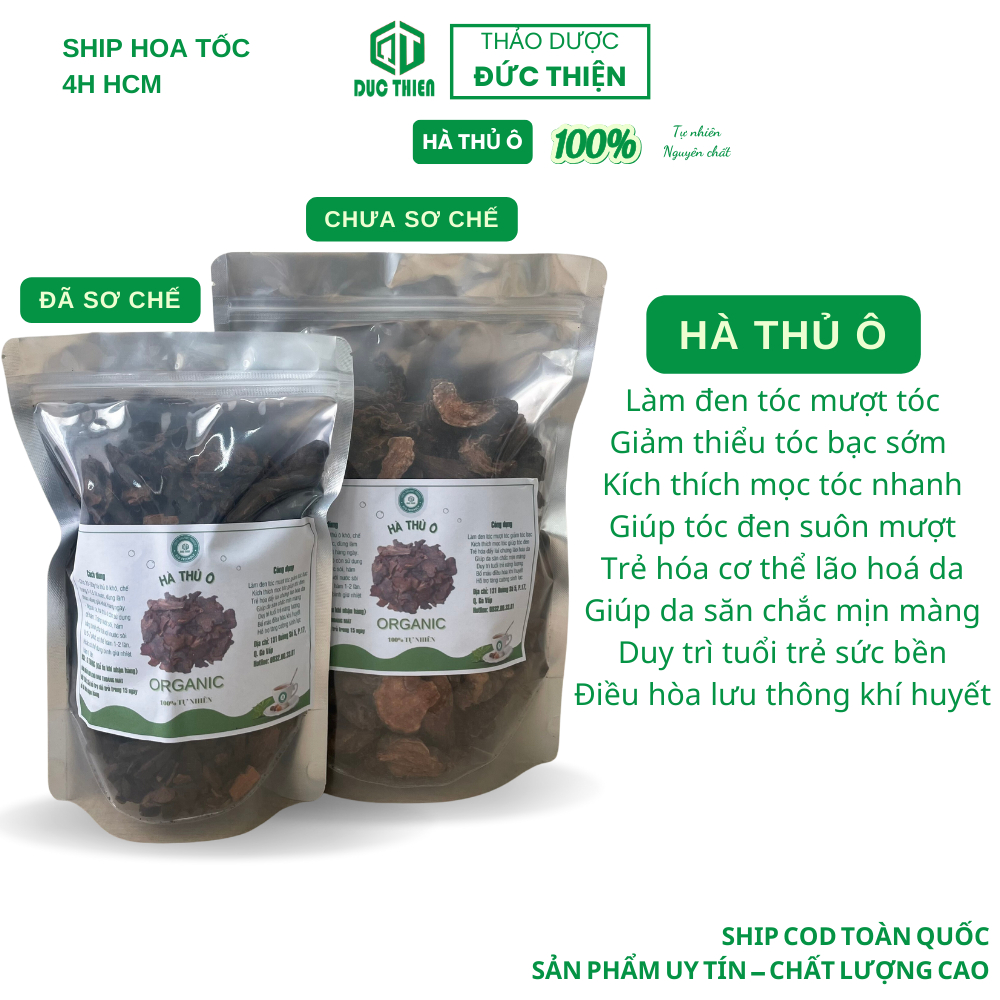 200g, 500g Hà Thủ Ô Loại 1 Đức Thiện  - Giảm Tóc Bạc, Kích Thích Mọc Tóc, Bổ Máu, Bổ Thận, Trẻ Hóa Da
