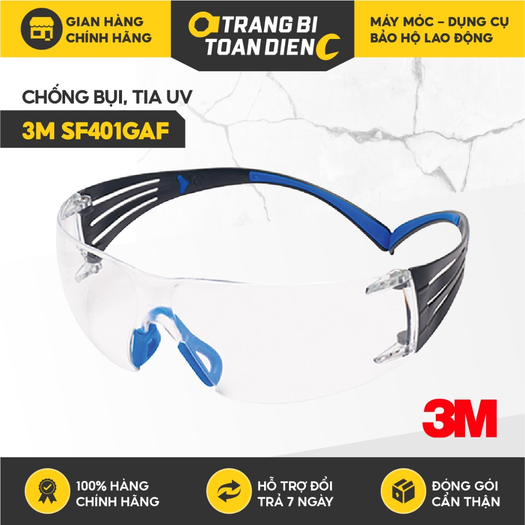 Kính bảo hộ 3M-SF401SGAF chống bụi, chống tia UV, chống bám hơi, chống trầy xước Kính bảo vệ mắt- Trang bị toàn diện