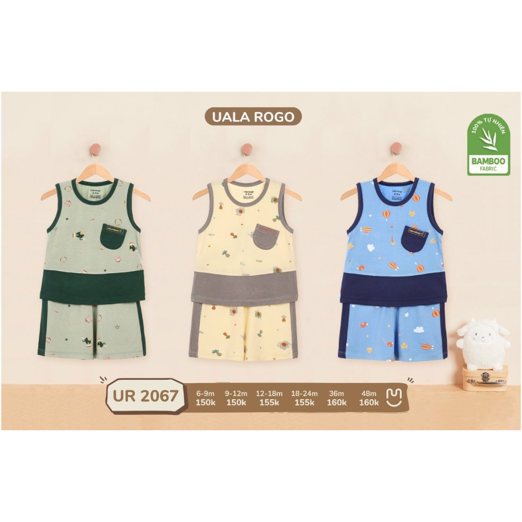 Ualarogo Bộ Quần Áo Sát Nách, Ba Lỗ Vải Bamboo Mềm Mát Cho Bé Trai Và Bé Gái Chính Hãng