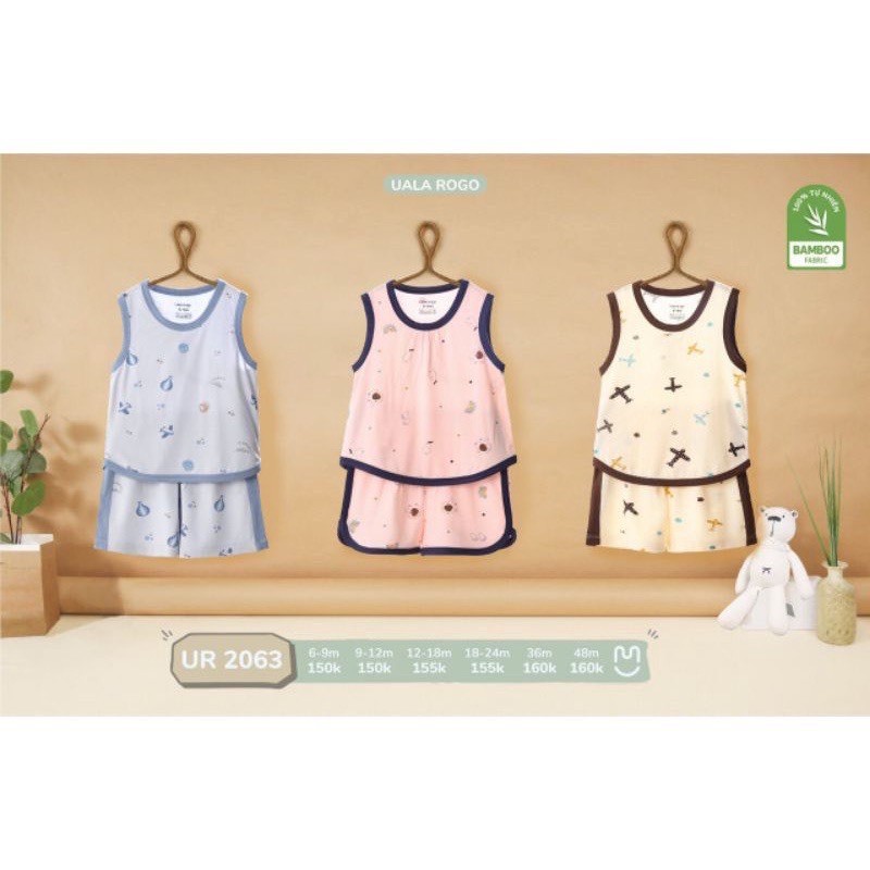 Ualarogo Bộ Quần Áo Sát Nách, Ba Lỗ Vải Bamboo Mềm Mát Cho Bé Trai Và Bé Gái Chính Hãng