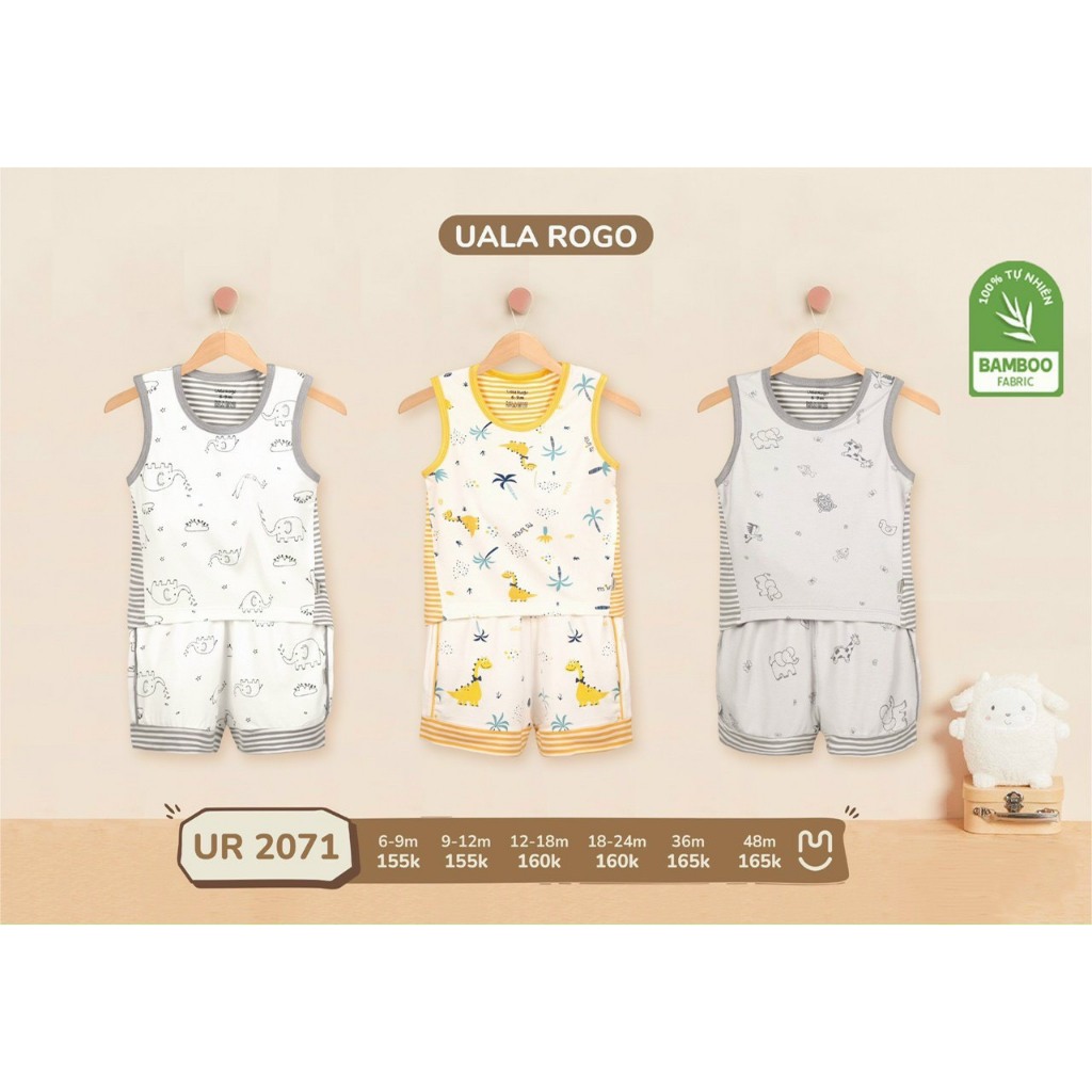 Ualarogo Bộ Quần Áo Sát Nách, Ba Lỗ Vải Bamboo Mềm Mát Cho Bé Trai Và Bé Gái Chính Hãng