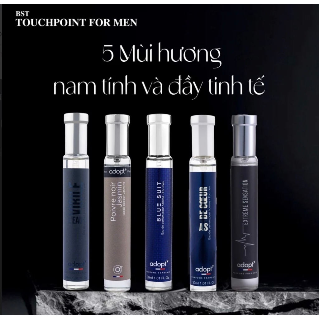 Nước hoa nam 𝐀𝐝𝐨𝐩𝐭' EDP 30ML Nam Tính Sang Trọng Lịch Lãm Trẻ Trung