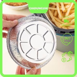 Set 10 cái Khay Giấy Bạc Lót Nồi Chiên Không Dầu, Đĩa Nhôm, đĩa giấy bạc Đa Năng, Chịu Nhiệt 22CM loại DÀY