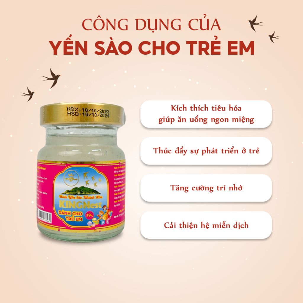 Yến Sào Chưng Tươi Nguyên Chất 39% Yến KingNest Khánh Hòa Hộp 70ml Dành Cho Trẻ Em - Miwako Việt Nam
