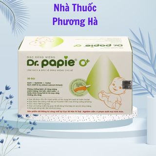 Gạc răng miệng Dr Papie. Vệ sinh răng miệng an toàn cho trẻ sơ sinh hộp 30 gói