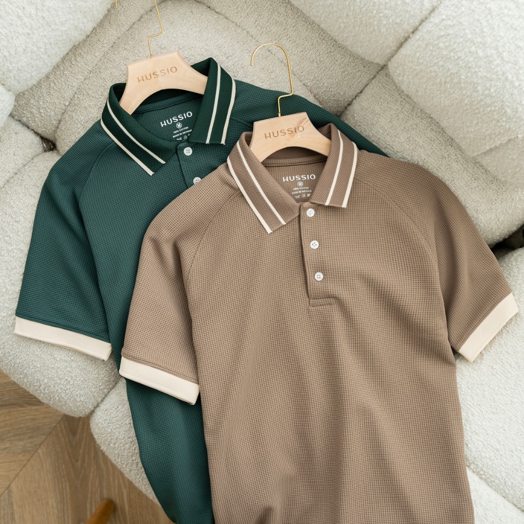 Áo thun Polo nam HULL vải Tổ ong WAFFLE cao cấp, trẻ trung, thanh lịch, chuẩn form - HUSSIO