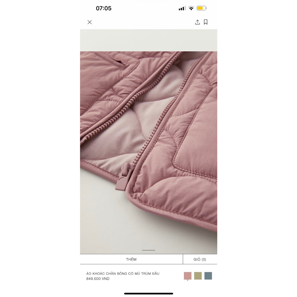 Áo khoác Phao trần trám siêu nhẹ có mũ