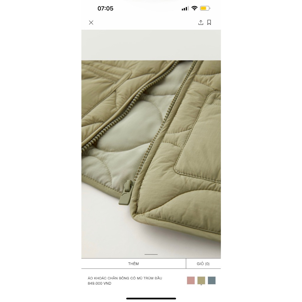 Áo khoác Phao trần trám siêu nhẹ có mũ