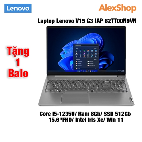 Laptop Lenovo V15 G3 IAP 82TT00N9VN ( Core I5-1235U/ Ram 8Gb/ SSD 512Gb/ 15.6"FHD/ Intel Iris Xe/ Win 11) TẶNG 1 BALO