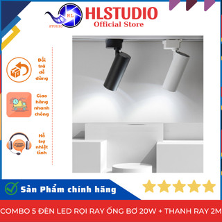 Combo 5 Đèn Led Rọi Ray Ống Bơ 20W + Thanh Ray 2M HL Studio - Chất Lượng Cao, Thiết Kế Đẹp, Giá Tốt