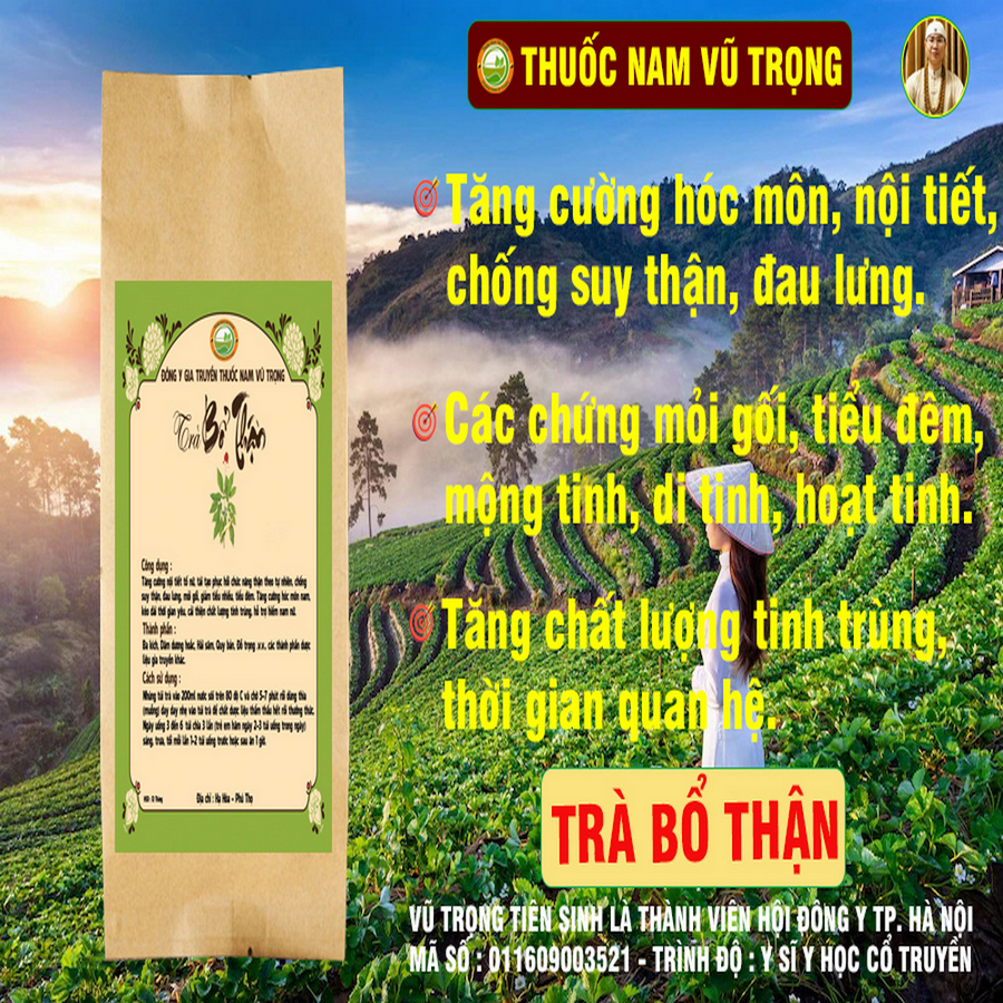 Trà thảo mộc Bổ Thận thảo dược Vũ Trọng,tăng cường sinh lý ngừa vô sinh giảm tiểu đêm đẩy lùi chứng đau lưng mỏi gối