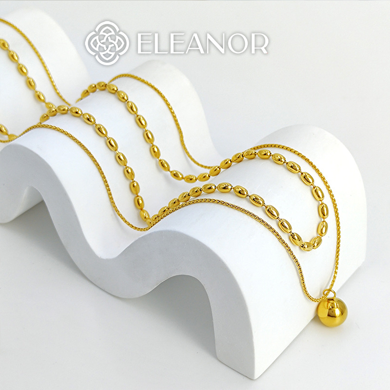 Dây chuyền layer nữ titan Eleanor Accessories mặt hình cầu phụ kiện trang sức 6367