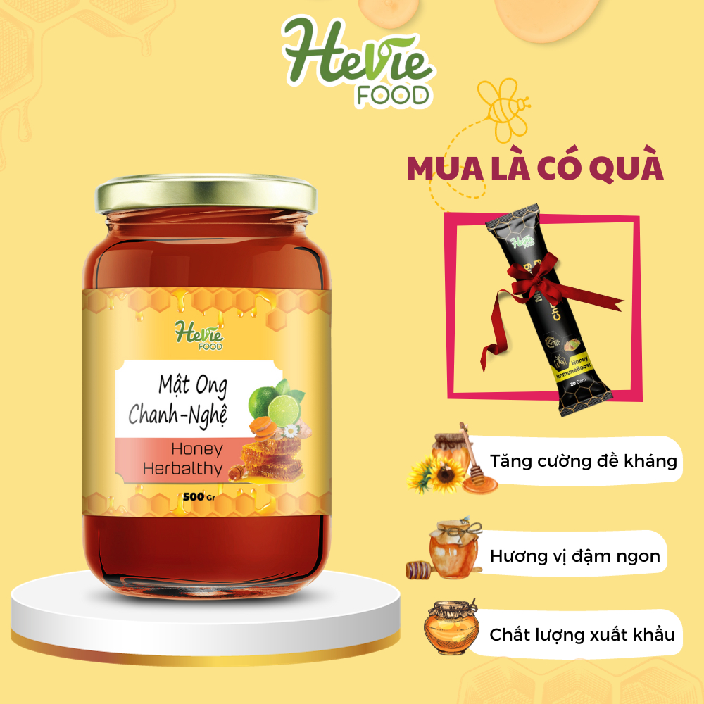 Mật ong chanh nghệ herbalthy dưỡng da đẹp dáng 500Gr HeVieFood