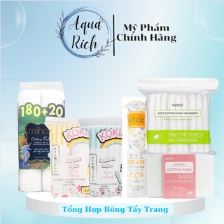 Bông Tẩy Trang Đủ Loại Mihoo + Kokimi + Ipek 130 miếng + bella + innisfree + Nara